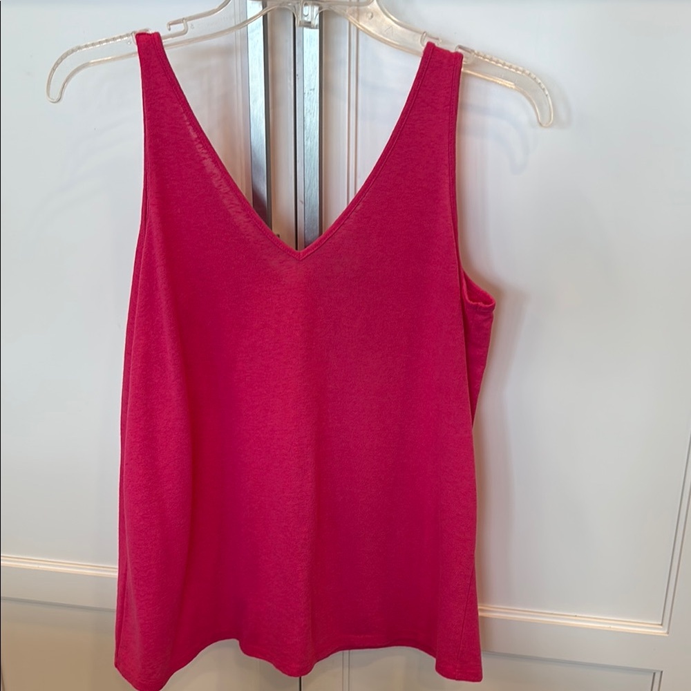 LOFT Pink Tank Top with V-Neckline and Wide Straps